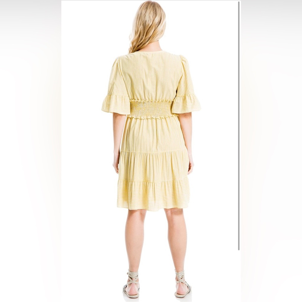 Max Studio Women’s Yarn Dye 3/4-Sleeve Mini Dress, Yellow size Small (like new) - Picture 10 of 16